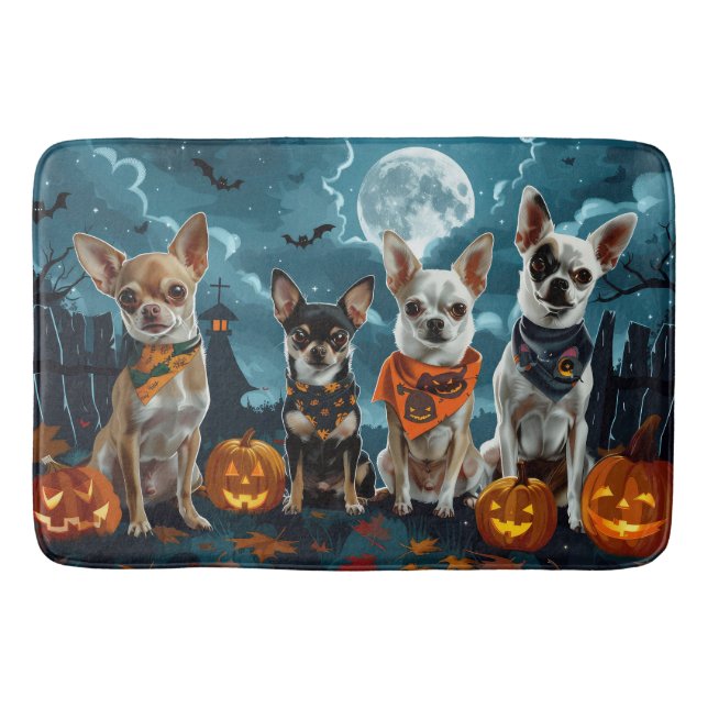 Alfombrilla De Baño Chihuahua Halloween Spooky (Anverso)