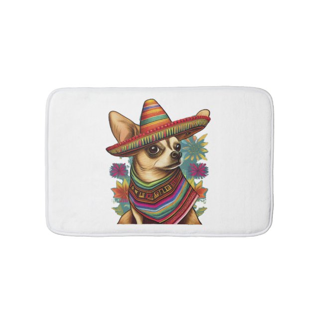 Alfombrilla De Baño Chihuahua México Cinco de Mayo Perro gracioso (Anverso)