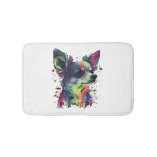 Alfombrilla De Baño Chihuahua Resumen Pintura Color Cute Perro