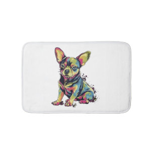 Alfombrilla De Baño Chihuahua Resumen Pintura Color Cute Perro