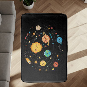 Alfombrilla De Baño Children's Solar System Rug - Black Color