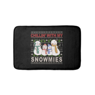 Alfombrilla De Baño Chillin Con Mis Snowmies Navidades graciosos