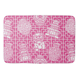 Alfombrilla De Baño Chinoiserie Pagoda – Hot Pink Preppy Asian Garden