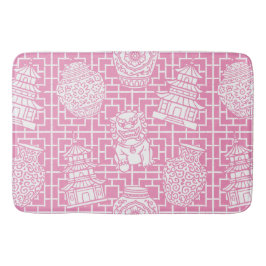 Alfombrilla De Baño Chinoiserie Pagoda – Pink Preppy Asian Garden