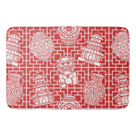 Alfombrilla De Baño Chinoiserie Pagoda – Red Preppy Asian Garden