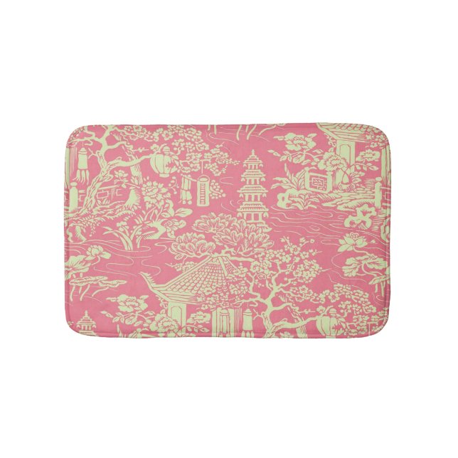 Alfombrilla De Baño Chinoiserie rosada moderna Bath Mat (Anverso)