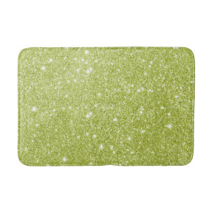 Alfombrilla De Baño Chispas del purpurina de la verde lima
