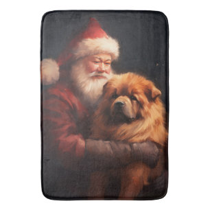 Alfombrilla De Baño Chow Chow Con Navidades Festividades De Santa Clau