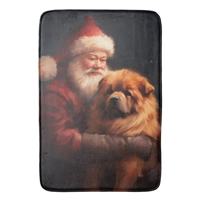 Alfombrilla De Baño Chow Chow Con Navidades Festividades De Santa Clau (Frente vertical)