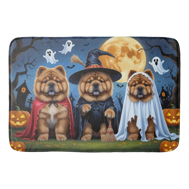 Alfombrilla De Baño Chow Chow Dog Pumpkin Halloween Funny (Anverso)