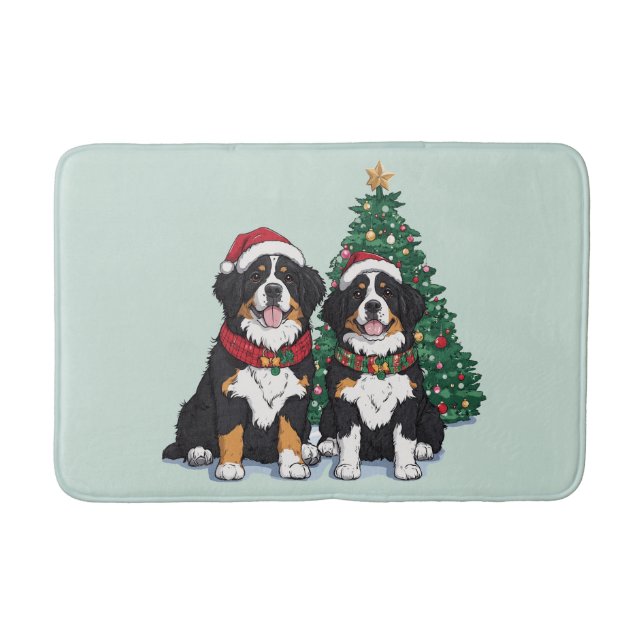 Alfombrilla De Baño Christmas Bernese Mountain Dogs (Anverso)