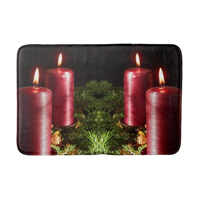 Alfombrilla De Baño Christmas Celebration Red Candles Winter Holidays (Anverso)