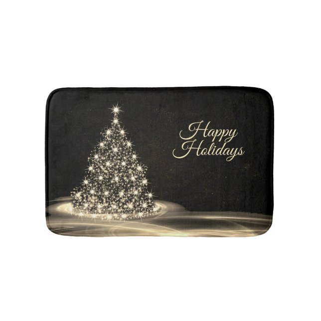Alfombrilla De Baño Christmas Party Golden Shiny Tree Winter Black (Anverso)