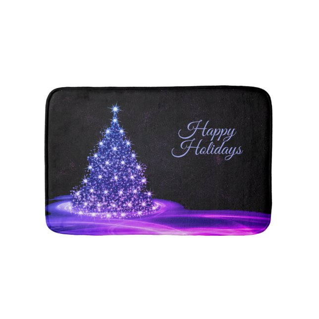 Alfombrilla De Baño Christmas Party Pink Blue Tree Winter Black Rustic (Anverso)