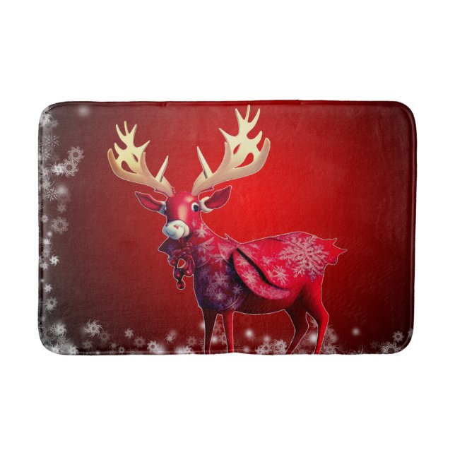 Alfombrilla De Baño Christmas Party Red Reindeer Winter Holidays (Anverso)