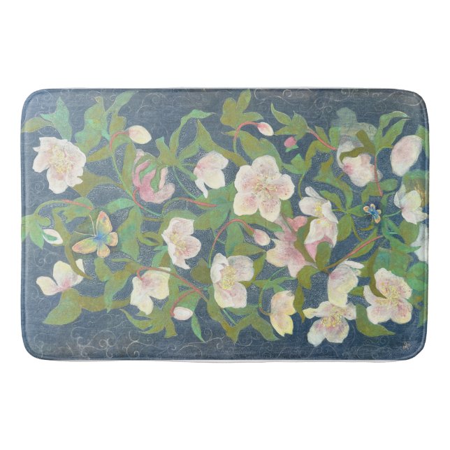 Alfombrilla De Baño Christmas Rose & Silverwing Butterfly Nocturne (Anverso)