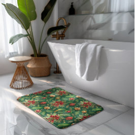 Alfombrilla De Baño Christmas Theme Festive Colorful Pattern