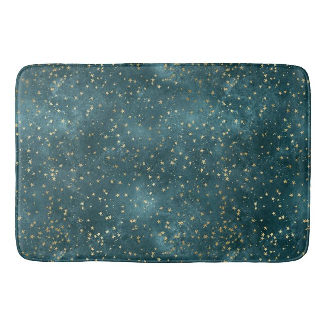Alfombrilla De Baño cielo azul azul cielo verde azulado estrella dorad (Anverso)