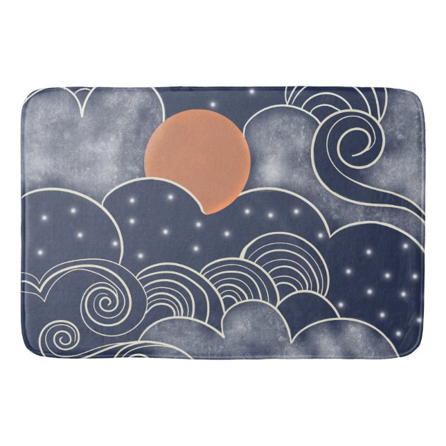 Alfombrilla De Baño cielo azul de la luna abstracta (Anverso)