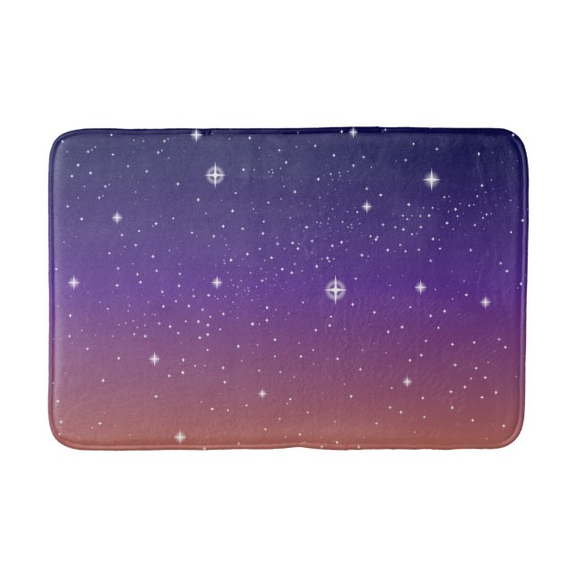Alfombrilla De Baño Cielo de estrellas morado y dorado (Anverso)