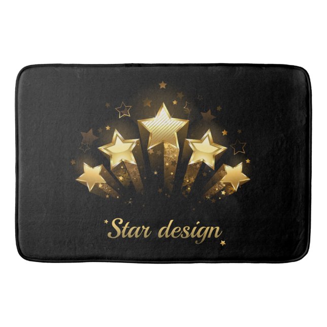 Alfombrilla De Baño Cinco estrellas de oro sobre negro (Anverso)