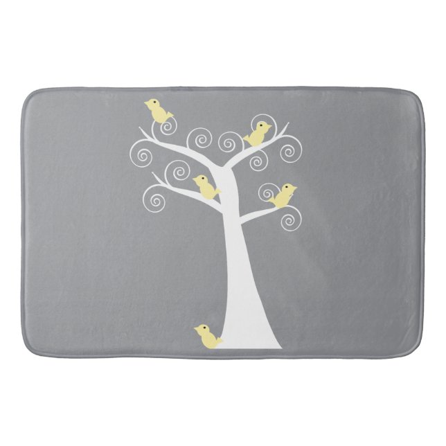 Alfombrilla De Baño Cinco pájaros amarillos en un árbol (Anverso)