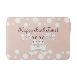 Alfombrilla De Baño Cinta rosada fuera de color blanco Pastel y coneji