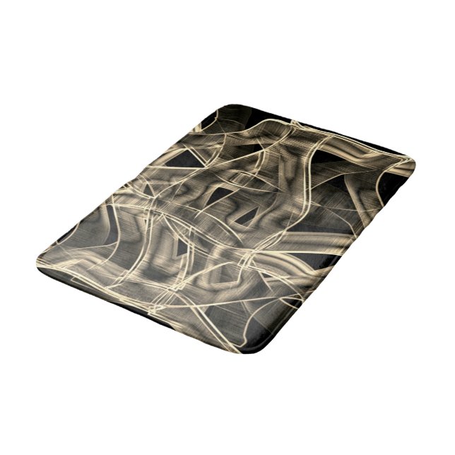 Alfombrilla De Baño Cintas curvadas beige, líneas de relieve contrasta (Angular)