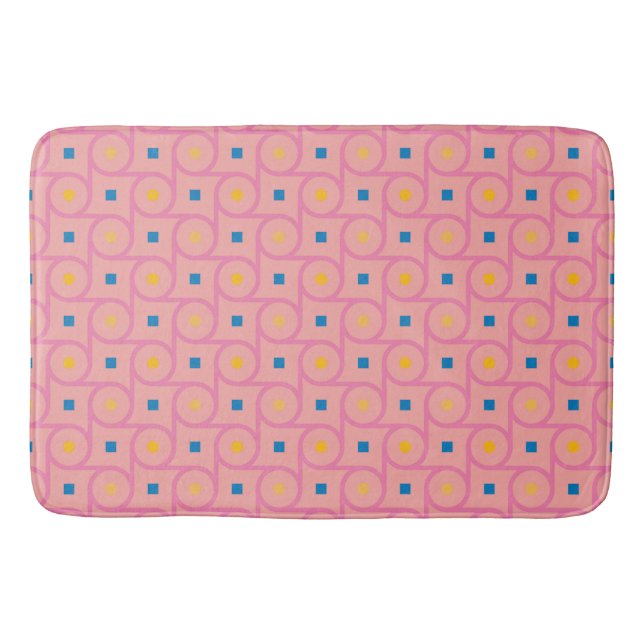 Alfombrilla De Baño Círculo de entrelazado rosado moderno de mediados  (Anverso)