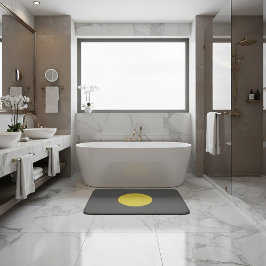 Alfombrilla De Baño Círculo Único Punto Amarillo Gris Oscuro Minimalis