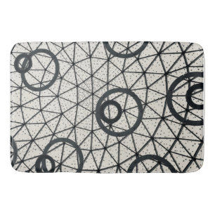 Alfombrilla De Baño Círculos abstractos de blanco y negro