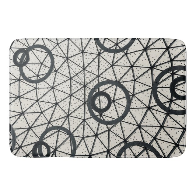 Alfombrilla De Baño Círculos abstractos de blanco y negro (Anverso)