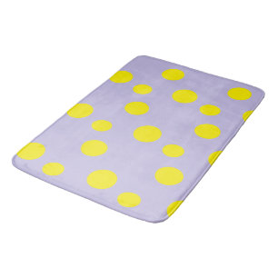 Alfombrilla De Baño Círculos amarillos sobre el patrón púrpura