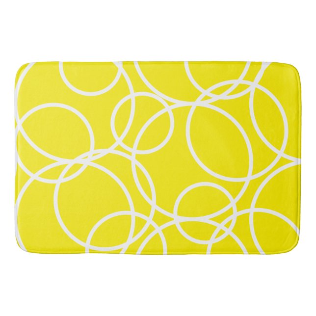 Alfombrilla De Baño Círculos blancos geométricos Resumen moderno amari (Anverso)