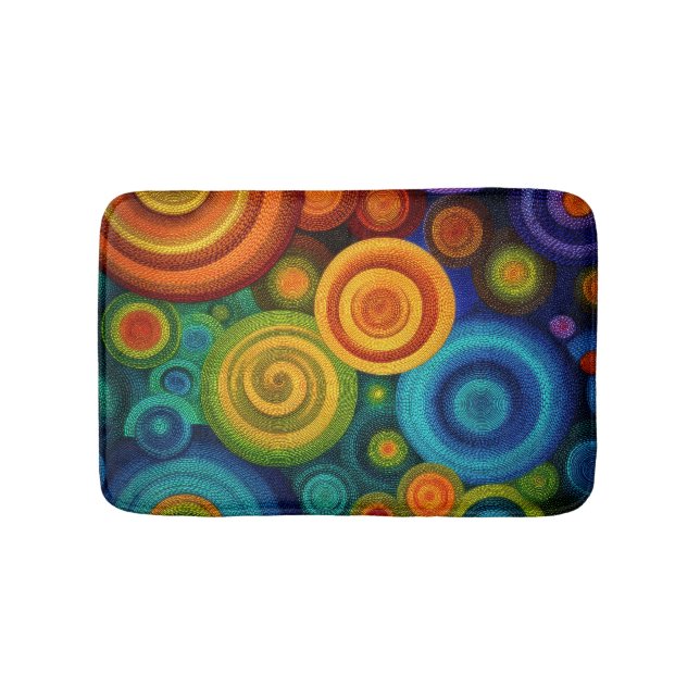 Alfombrilla De Baño Círculos concéntricos abstractos en multicolor vib (Anverso)