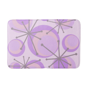 Alfombrilla De Baño Círculos de mediados del siglo Starburst Lavender