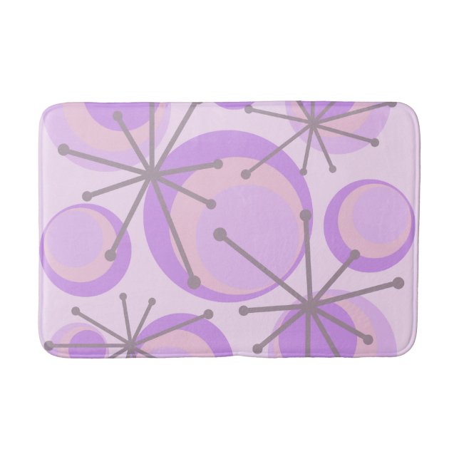 Alfombrilla De Baño Círculos de mediados del siglo Starburst Lavender (Anverso)