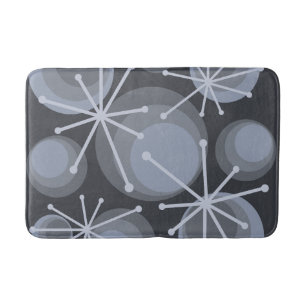 Alfombrilla De Baño Círculos de mediados del siglo Starburts Slate