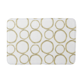 Alfombrilla De Baño Círculos Dorados Sobre Moderno Blanco