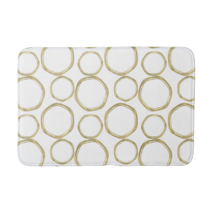 Alfombrilla De Baño Círculos dorados sobre moderno blanco
