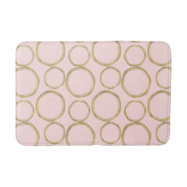 Alfombrilla De Baño Círculos dorados y rosa sonrojado moderno trendy