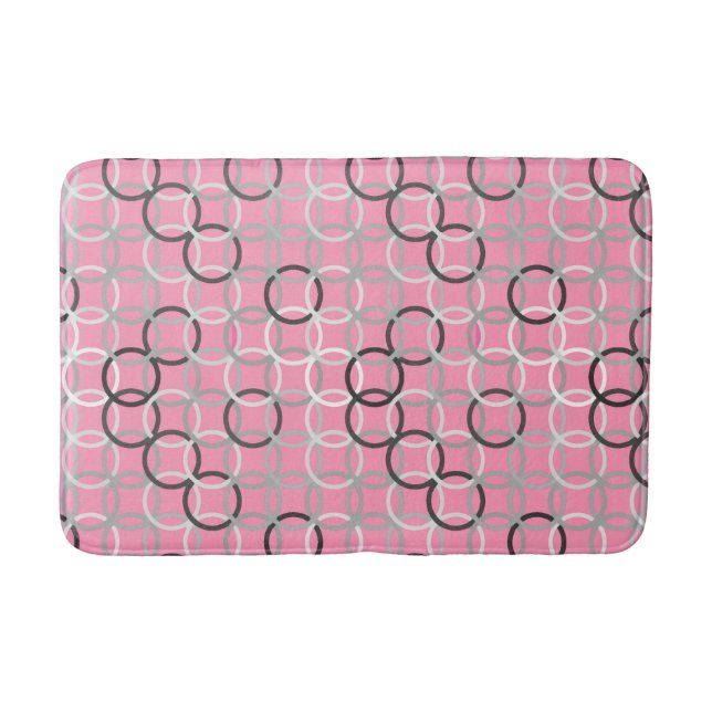 Alfombrilla De Baño Círculos modernos de los mediados de siglo, rosado (Anverso)