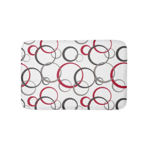 Alfombrilla De Baño Círculos rojos grises blancos
