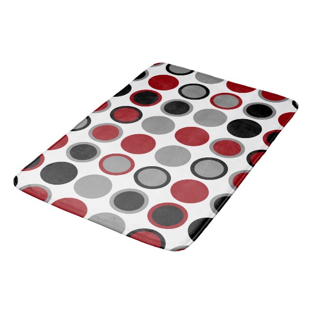Alfombrilla De Baño Círculos rojos, negros y grises (Angular)
