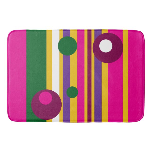 Alfombrilla De Baño círculos y rayas negrita moderno (Anverso)