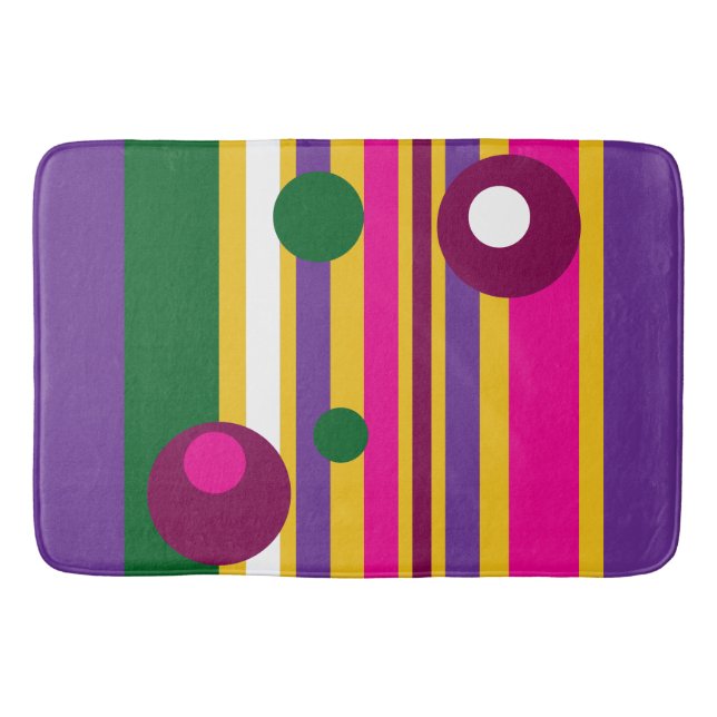 Alfombrilla De Baño círculos y rayas negrita moderno (Anverso)