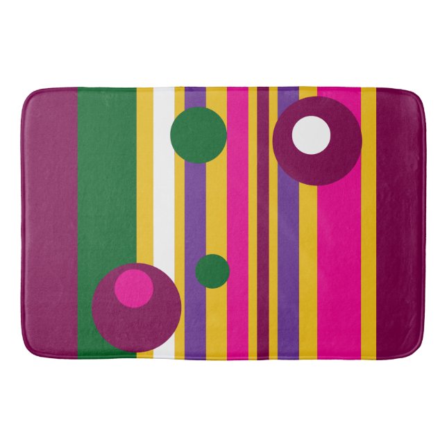Alfombrilla De Baño círculos y rayas negrita moderno (Anverso)