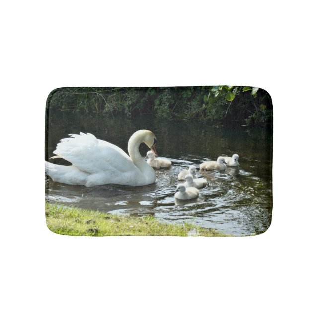 Alfombrilla De Baño Cisne blanco con garrapatas (Anverso)