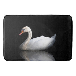 Alfombrilla De Baño cisne blanco sobre negro