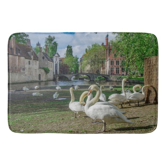 Alfombrilla De Baño Cisnes blancos en Brujas (Anverso)